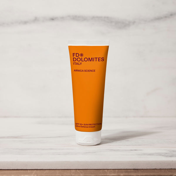SPF 50+ Sun Protection Leontopodium alpinum filtri UV alta montagna mare protezione FD Dolomites