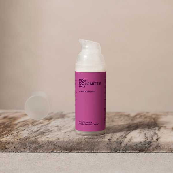 Unica Notte formula priva profumo pelle uniforme luminosa rigenerazione notturna FD Dolomites